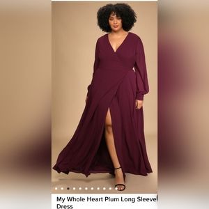 My Whole Heart Plum Long Sleeve Wrap Dress